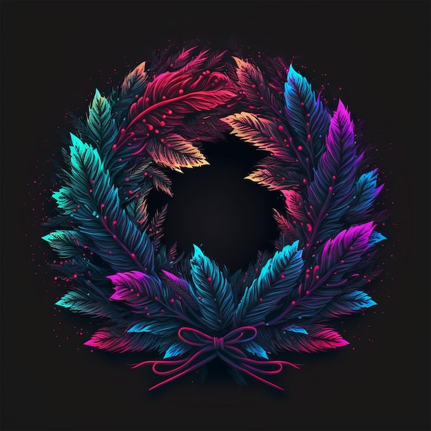 Christmas wreath, Black Background