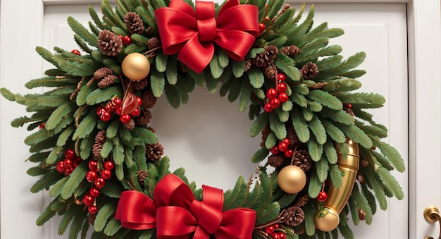 A Christmas wreath on a front door