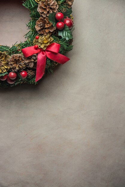 Christmas wreath on Gray  background