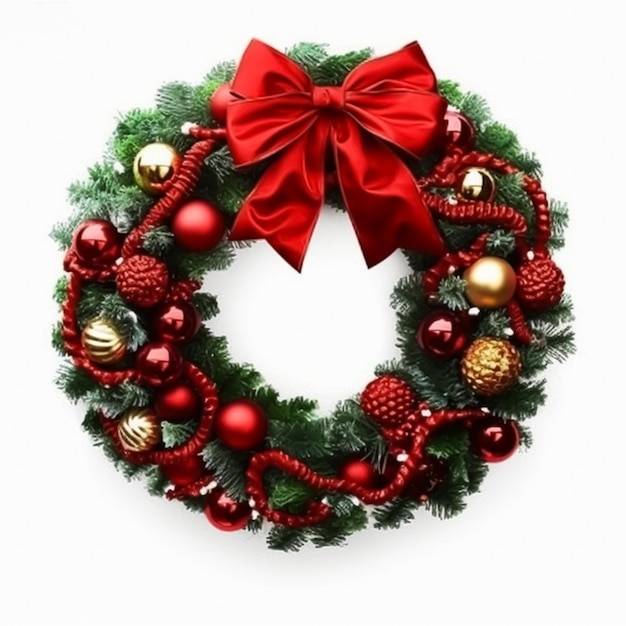 Christmas wreath isolated on white background holiday decoration postprocessed generative ai