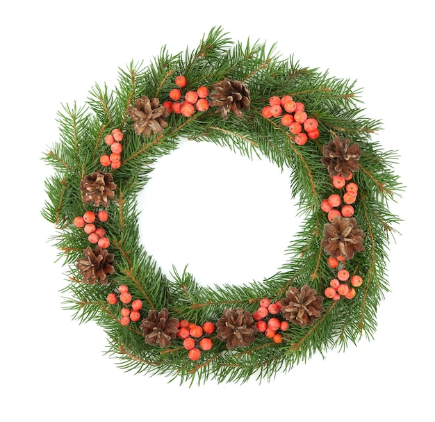 Christmas wreath isolated on white background