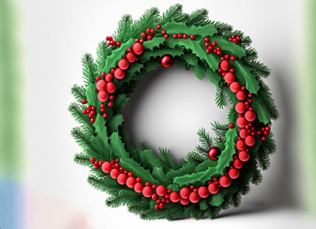 Christmas wreath in red and green color on beautiful background