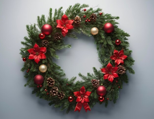 Christmas wreath studio light new year full body 3d