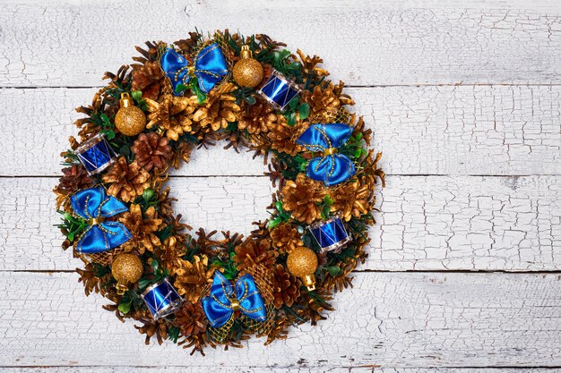 Christmas wreath top view