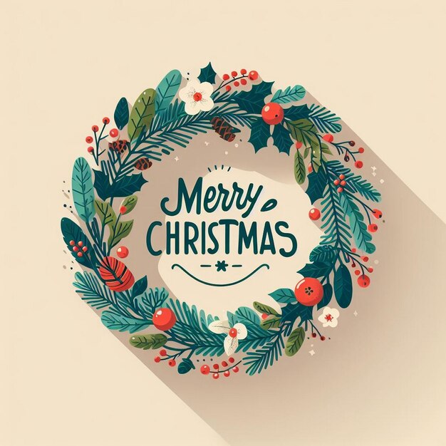 Photo christmas wreath vector illustration design ideas christmas wreath card