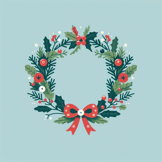 Photo christmas wreath vector illustration design ideas christmas wreath card