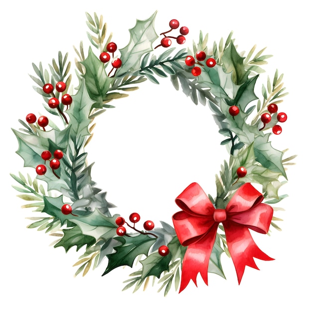 Christmas wreath in watercolor design