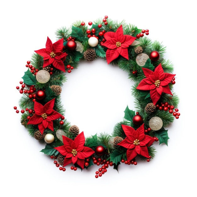 Photo christmas wreath in white background