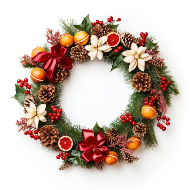 Christmas wreath in white background