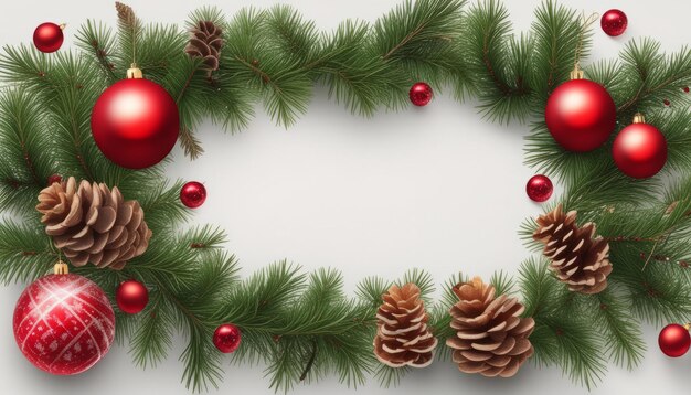 A Christmas wreath with pine cones and ornaments