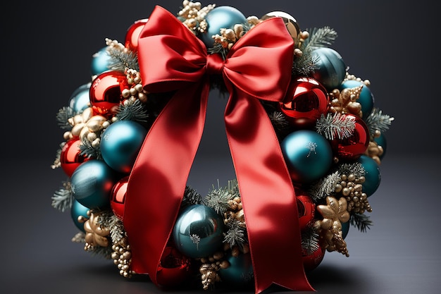 christmas wreath with a red bow