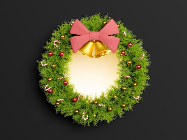 Christmas wreath with shiny center and dark background