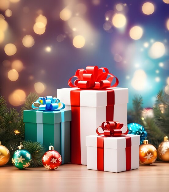 Photo christmass background with gift boxes generated in ai