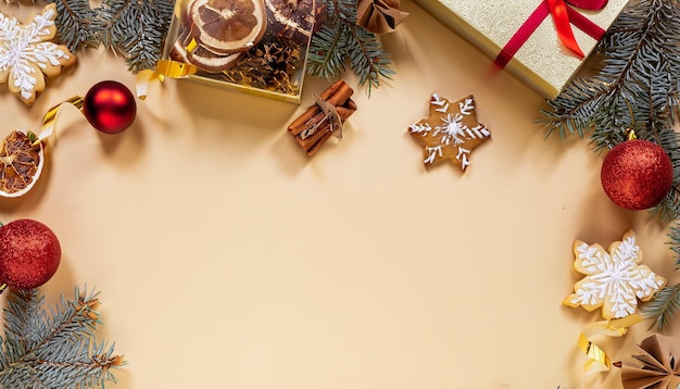 Рождественский фон с золотым дисплеем, символизирующий праздничную радость и дух праздника.