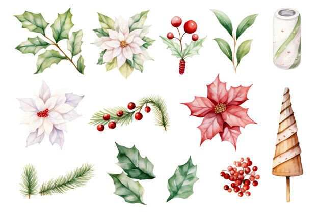 Christmasthemed watercolor clip art perfect for adding a touch of artistic flair to your holiday projects and designs