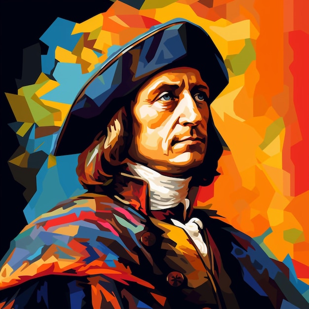 Christopher Columbus in style of wpap