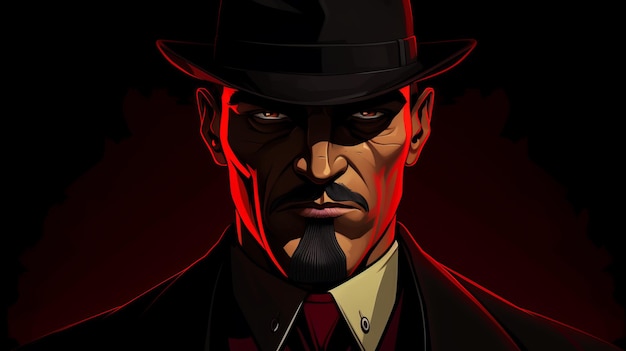 Foto christopher gangster vestito rosso scuro e cappello