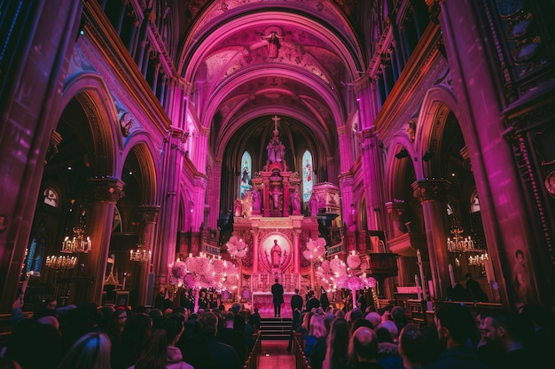 Foto la presenza di cristo in una chiesa colori rosa