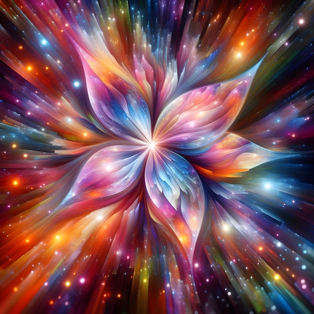 Хроматическая волна демонстрирует абстрактные красочные формы, мерцающие в космическом изображении.