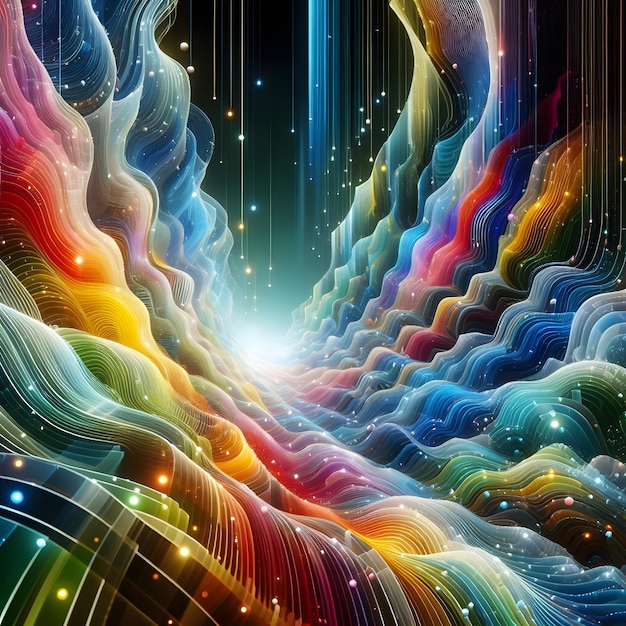 Chromatic Wave showcasing abstract colorful shapes shimmering in a cosmic display