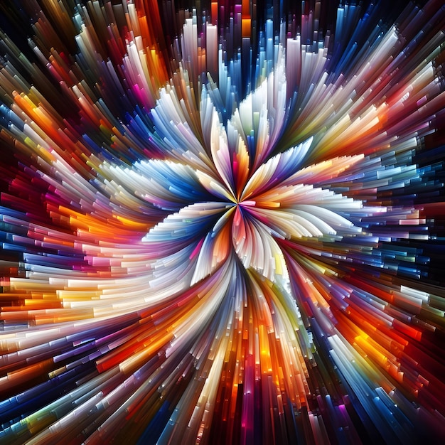 写真 宇宙のディスプレイで輝く抽象的なカラフルな形状を展示する色彩波