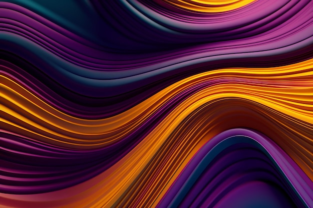 Chromatic Waves A Futuristic Journey Through Golden Purple Orange and Blue Stripes Generative AI