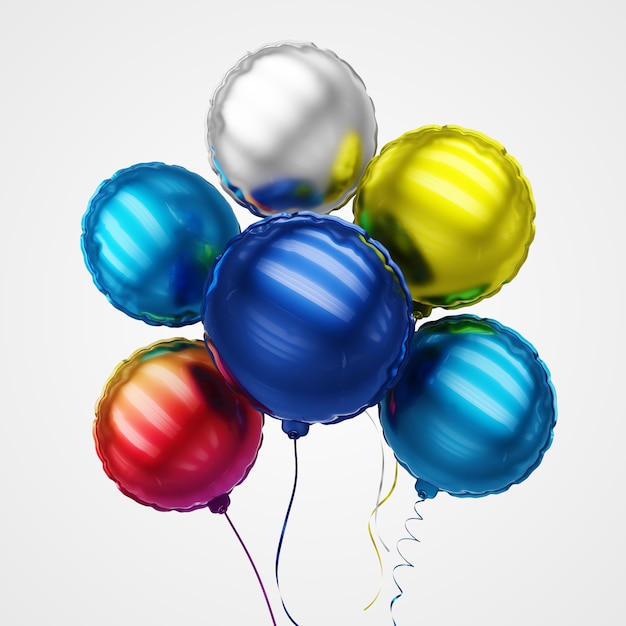 Photo chrome ballons made of inflatable balloon isolated on white . 3d rendering