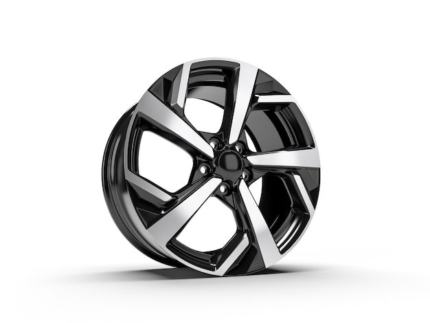 Chrome car alloy wheel isolated on white