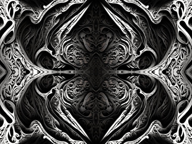 Chrome fractal symmetrische metalen lijnen textuur illustratie