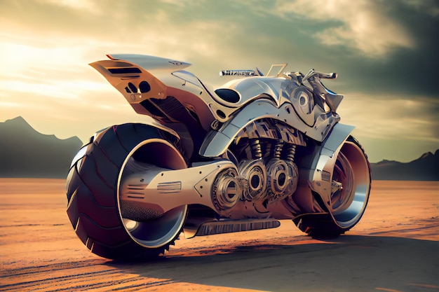 写真 クロムの未来的なバイク ジェネレーティブ aixa