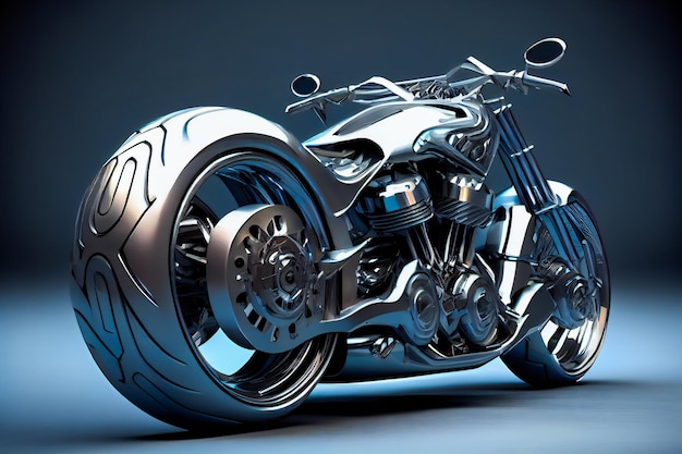 Chrome futuristic motorcycle Generative AIxA