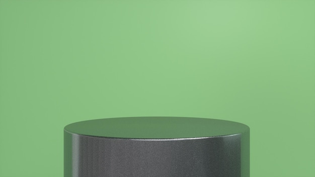 Chrome glossy podium pedestal on green background Premium Photo