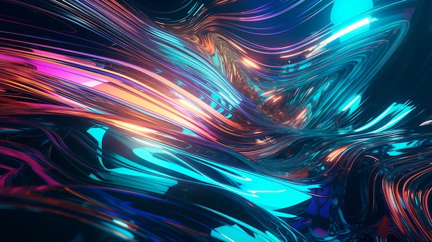 Chrome Holographic Abstract Design Background Generative AI illustrator