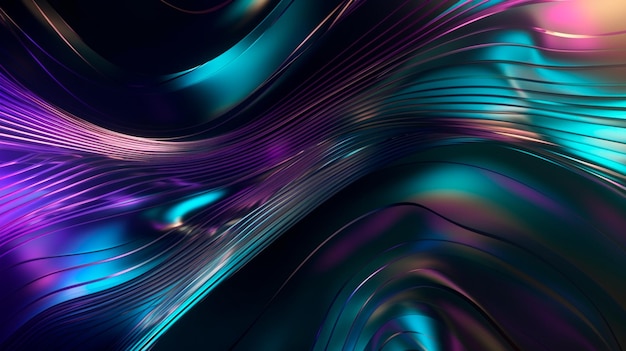 Chrome Holographic Abstract Design Background Generative AI