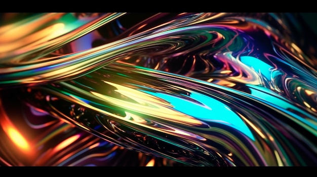 Chrome Holographic Abstract Design Background Generative AI