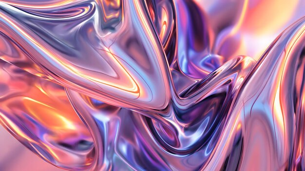 Хромный и голографический эффект красочный абстрактный жидкий фон с вихревыми узорами