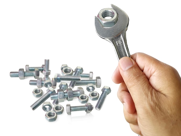 Photo chrome spanner with nut and bolt