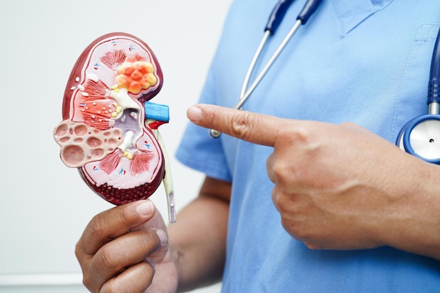 Chronic kidney disease doctor with model for treatment urinary system urology Estimated