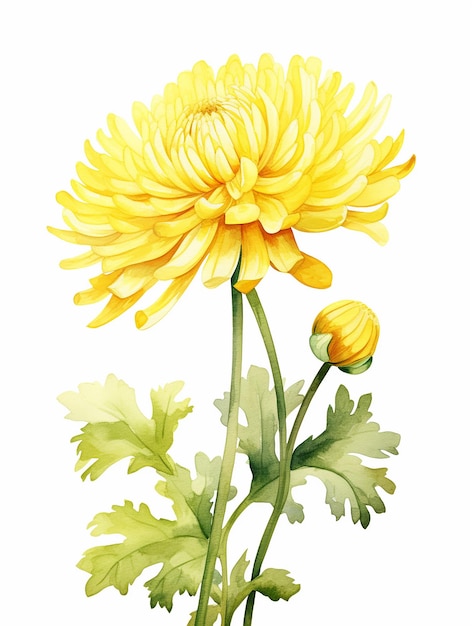 Chrysant aquarel schilderij