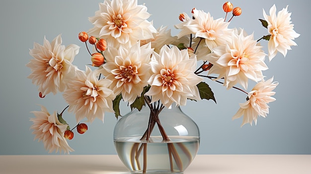 Chrysanthemum Flower in Glass Vase on White Table