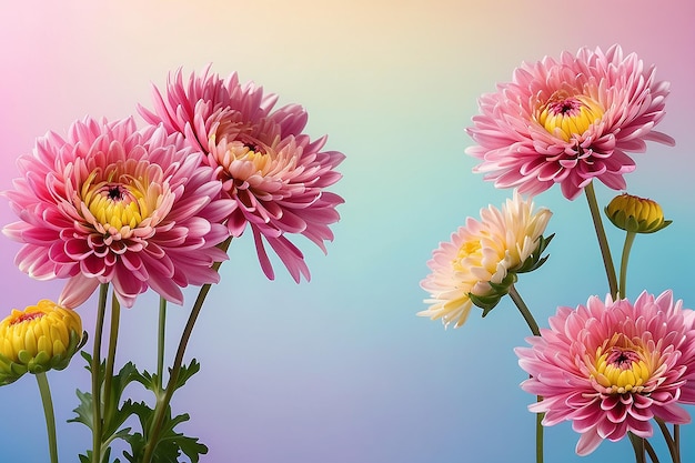 Chrysanthemum flowers against gradient background