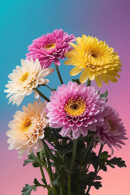 Цветы хризантемы на градиентном фоне