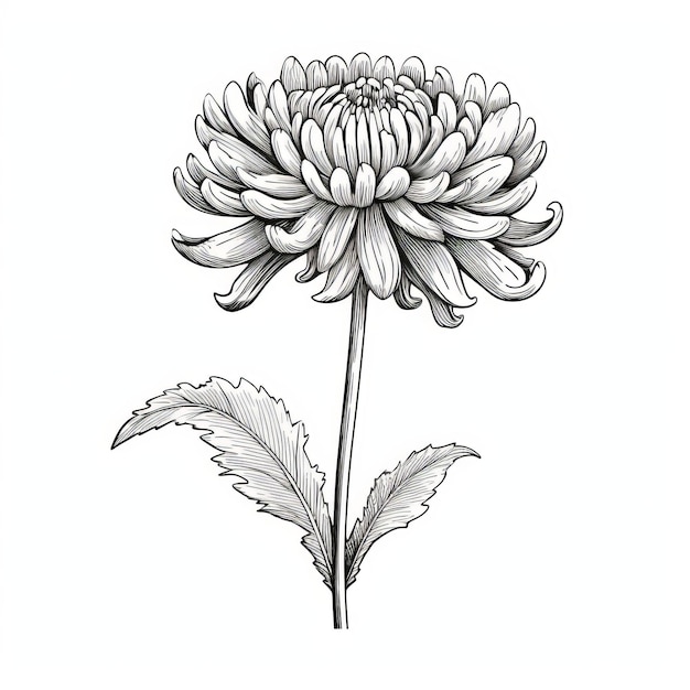 Chrysanthemum Ink Sketch Accurate And Detailed Handdrawn Illustration