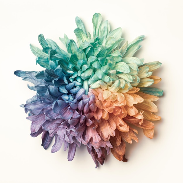 Chrysanthemum is painted in rainbow colors pastel colors