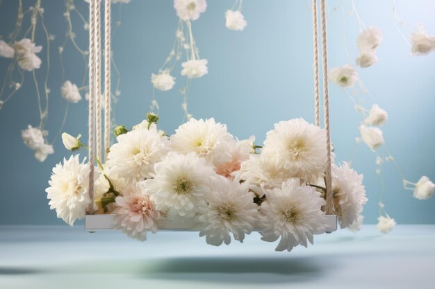 Chrysanthemum Swing A Vibrant Stand for Your Cosmetic Product Set Against a Captivating Spring or