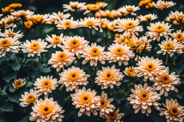 Chrysanthemumbloemen bloeiden in de tuin realistisch