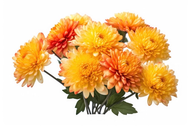 Chrysanthemums Tropical Garden Nature On White Background