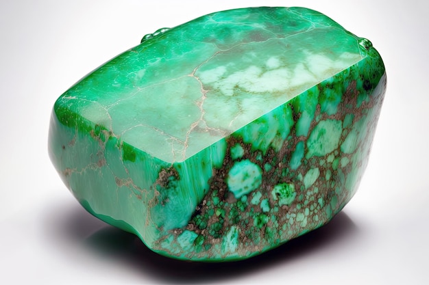 흰색 배경 생성 AI에 Chrysoprase 돌