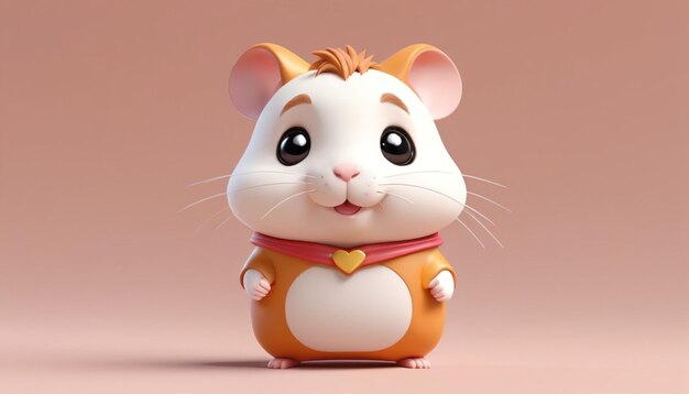 Photo chubby hamster with a big smile the hamster is wearing a red collar adorned with a golden heart