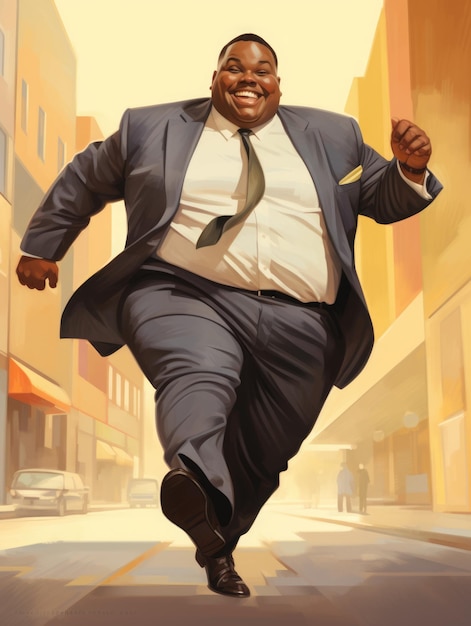 A chubby and happy black businessman